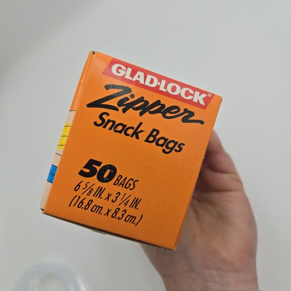 Vintage 1980s Glad-Lock Zipper Snack Bags 50 Ct Yellow Blue Make Green Seal NOS - Picture 6 of 6